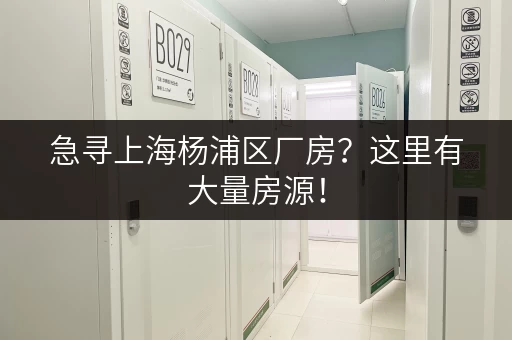 急寻上海杨浦区厂房？这里有大量房源！