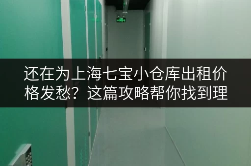 还在为上海七宝小仓库出租价格发愁？这篇攻略帮你找到理想仓库