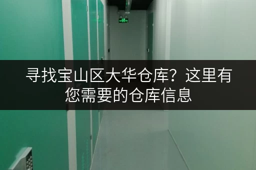 寻找宝山区大华仓库？这里有您需要的仓库信息